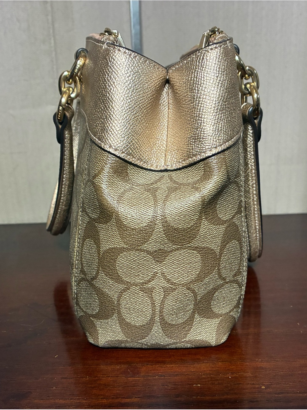 Coach Metallic Gold Signature Shoulder Satchel - Picture 4 of 8